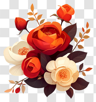 Anniversary Flower Art - Orange And White Flower Bouquet Transparent PNG