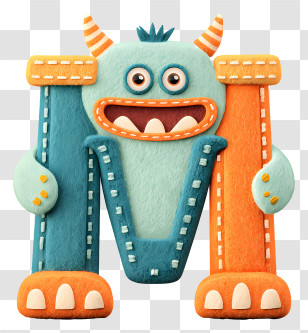 Cute Monster Alphabet M - Blue And Orange Monster Character Transparent PNG