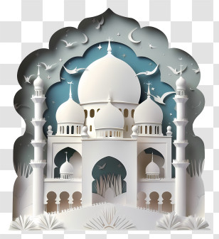 Ramadan - Islamic Mosque In Paper Art Style Transparent PNG