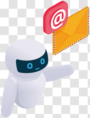 Robot With Pen And Paper - Robot Sending Email Illustration Transparent PNG