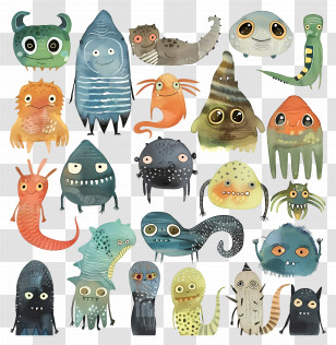 Alien - Collection Of Cartoon Fantasy Monsters Transparent PNG