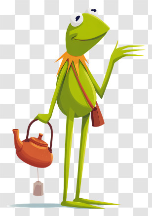 Muppets Kermit - Green Frog With Teapot Cartoon Character Transparent PNG