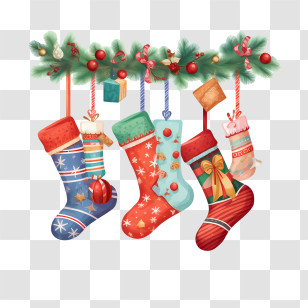 Christmas Stocking - Decorative Christmas Stockings With Ornaments Transparent PNG