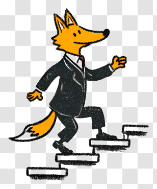 Fox Climbing Stairs - Fox In Suit Climbing Stairs Transparent PNG