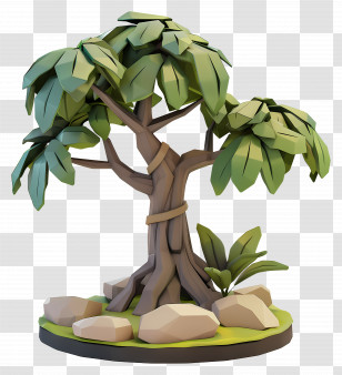 3d Tree - Cartoon Tree With Green Leaves Transparent PNG