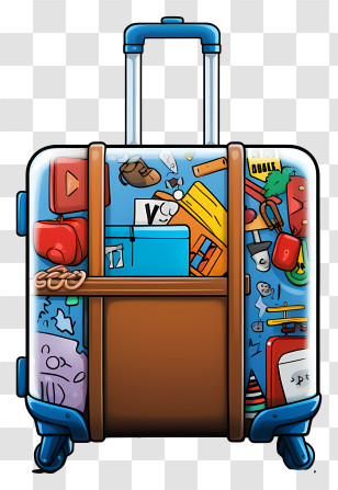 Suitcase - Modern Suitcase With Travel Items Transparent PNG