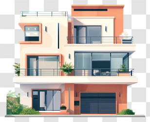 Modern House - Modern Multistory Urban Home With Bright Facade Transparent PNG