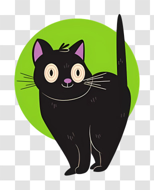 Cat - Black Cat With Green Circle Background Transparent PNG