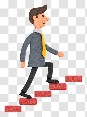 Businessman Climbing Stairs Towards Success - Businessman Climbing Stairs For Success Transparent PNG
