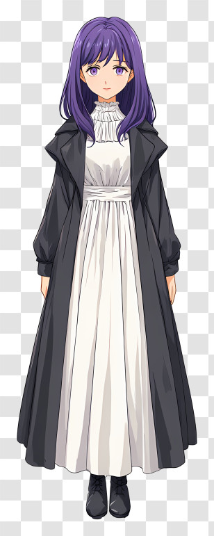 Fern From Frieren - Elegant Purple-Haired Woman In Long Dress Transparent PNG