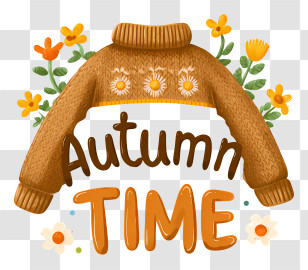 Autumn Logo Word - Autumn Time Cozy Sweater Transparent PNG