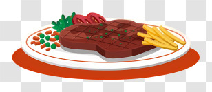 Thai Food - Delicious Grilled Steak With Fries And Vegetables Transparent PNG