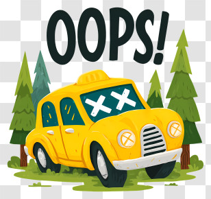 Car Accident - Oops! Yellow Car Crash Cartoon Transparent PNG