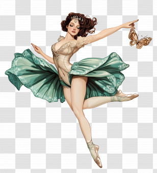 World Ballet Day - Elegant Ballet Dancer With Butterfly Transparent PNG
