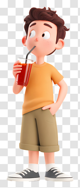 Boy Drinking Cold Brew Coffee - Boy Drinking With A Straw Transparent PNG