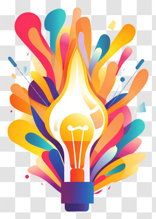 Light - Colorful Light Bulb With Creative Splash Transparent PNG