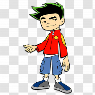 Cartoon Boy - Cartoon Boy In Red Jacket With Green Hair Transparent PNG