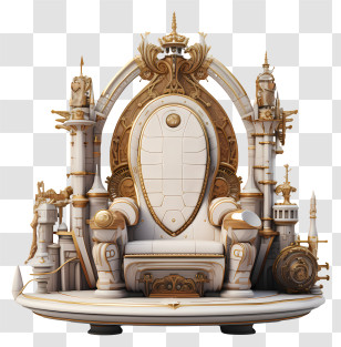 3d Rendering - Ornate White Throne Transparent PNG