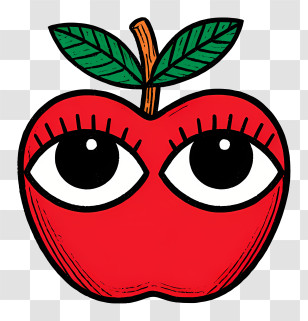 Apple With Eyes - Apple With Eyes Cartoon Illustration Transparent PNG