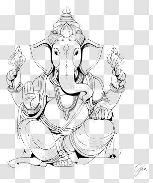 Happy Ganesh Chaturthi - Ganesha Line Art Sketch Transparent PNG
