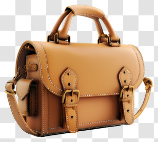 Satchel Bag - Stylish Brown Leather Bag Transparent PNG