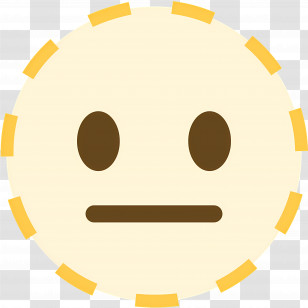 Dotted Line Face Emoji - Neutral Face Emoji With Simple Design Transparent PNG