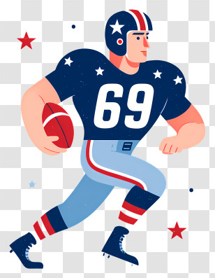 4th Of July Football - Cartoon Football Player Running Transparent PNG