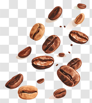 Flying Coffee Beans - Coffee Beans In Various Shades Transparent PNG