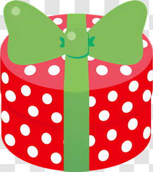 Red Box - Red Polka-Dot Gift Box With Green Bow Transparent PNG