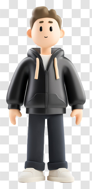 3d Male Avatar - Casual Cartoon Character In Hoodie Transparent PNG