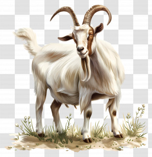 Goat - White Goat Standing In Nature Illustration Transparent PNG