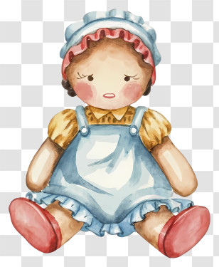 Cartoon - Vintage-Style Cute Doll Illustration Transparent PNG