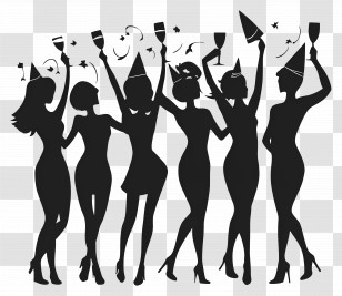 Party Silhouette - Party Celebration Silhouettes With Glasses Transparent PNG