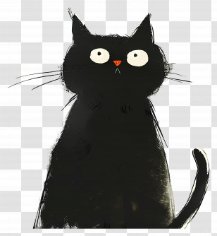 Black Cat - Adorable Black Cat Cartoon Transparent PNG