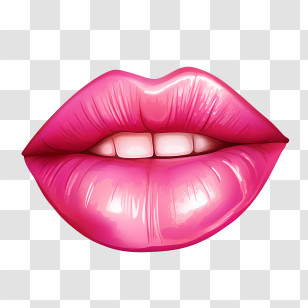 Pink Lips - Glossy Pink Lips Illustration Transparent PNG
