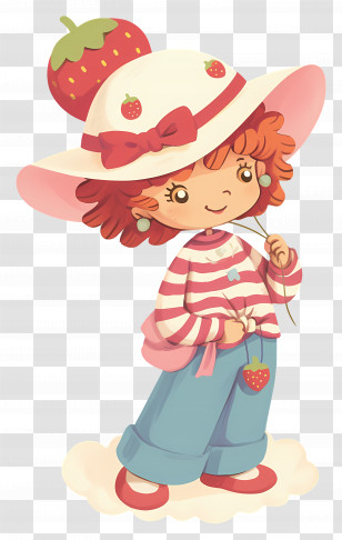 Strawberry Shortcake - Strawberry Girl With Big Hat Transparent PNG