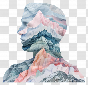 Abstract Man - Double Exposure Silhouette With Mountain Landscape Transparent PNG