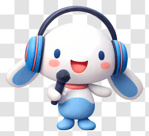 Cinnamoroll Doing Podcast - Cute Bunny With Microphone Transparent PNG