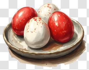 Easter Eggs - Painted Decorative Eggs On Plate Illustration Transparent PNG