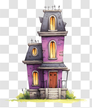 Watercolor Creepy House - Small Cute Doodle House Transparent PNG