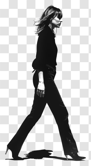 Taylor Swift Silhouette - Monochrome Silhouette Of A Walking Woman Transparent PNG