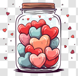 Mason Jar - Cartoon Hearts In A Glass Jar Illustration Transparent PNG