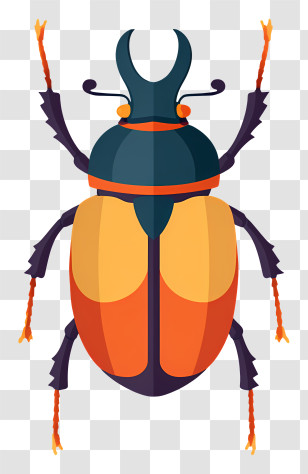 Rhinoceros Beetle - Orange Beetle Illustration Transparent PNG