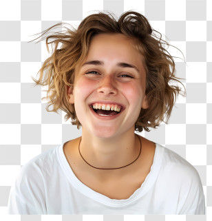 Laughing Woman - Smiling Woman With Short Hair Transparent PNG