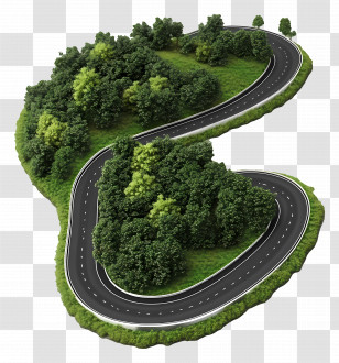 Road Top View - Curved Road Through Greenery Transparent PNG