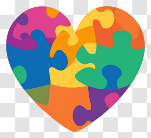 Heart Puzzle Piece - Colorful Puzzle-Shaped Heart Illustration Transparent PNG
