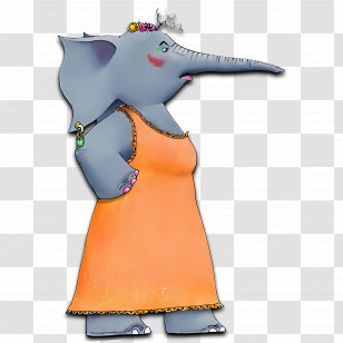 Large Family - Elephant In Orange Dress Transparent PNG
