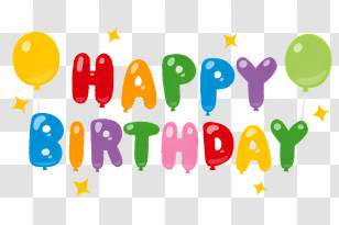 Birthday Elements - Happy Birthday Balloon Text Design Transparent PNG