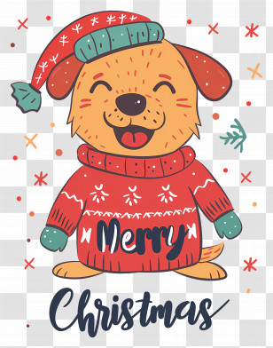 Christmas Dog - Merry Christmas Festive Dog Card Transparent PNG