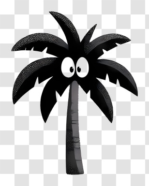 Kawaii Palm Tree - Black Palm Tree Cartoon Transparent PNG